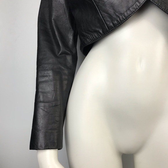 Code Nouveau Jacket Vintage Crop Top 100% Leather - Picture 3 of 8